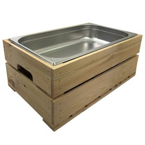 Houten kist  (Geschikt voor waterbak en binnenbak chafing dish)